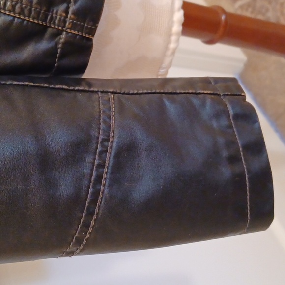 Moto-style  Black Zip-Front Vegan Leather Jacket - Picture 9 of 10